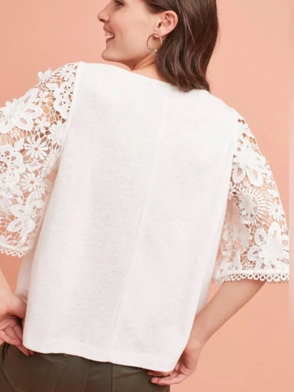 Anthropologie Eri + Ali Samara Crochet Lace Sleeve Blouse